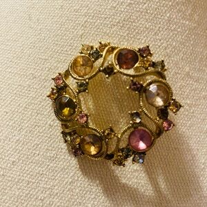 Elegant Gold and Multicolor Brooch